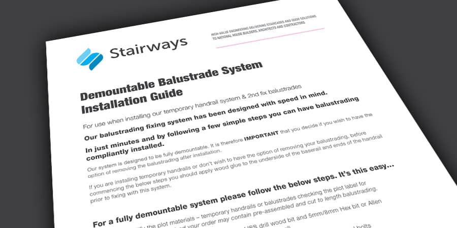 Stairways Demountable Balustrade System Installation instructions