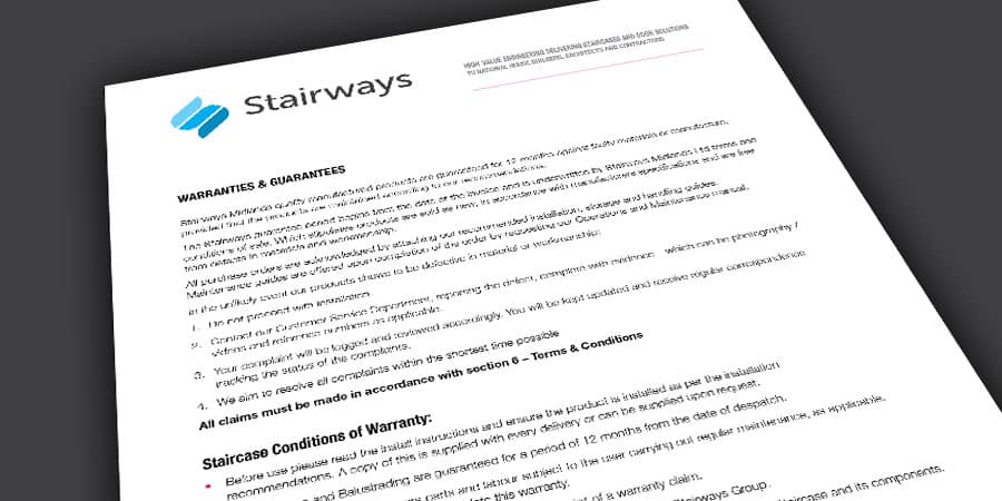 Stairways warranties and guarantee